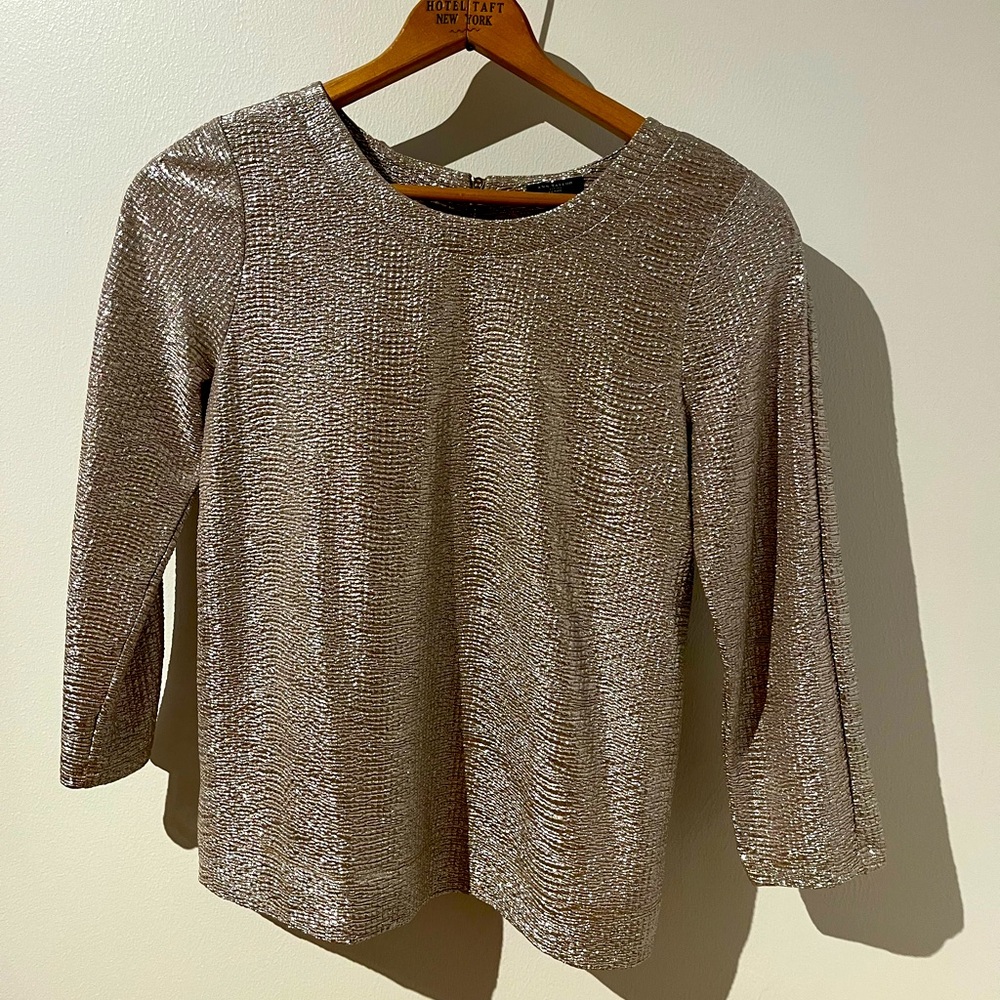 Ann Taylor 3/4 Sleeve Metallic Shirt